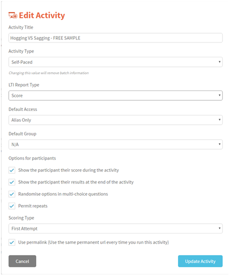 Corro-Q Aactivity Edit form