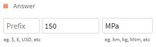 MPa suffix in editor form